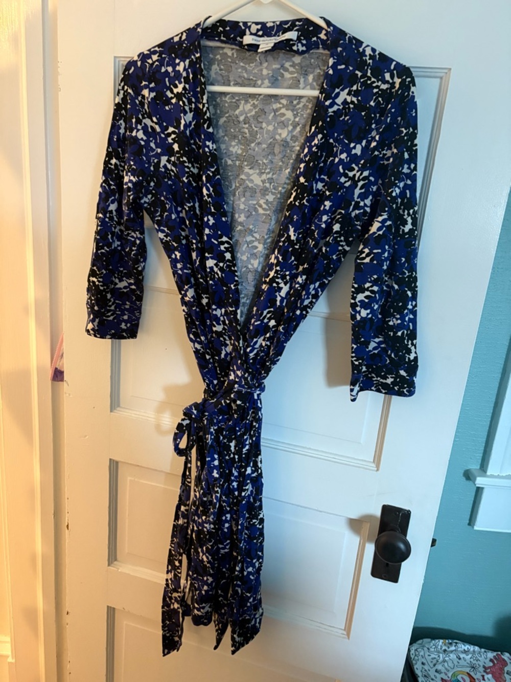 Diane Von Furstenberg Blue & White Floral Wrap Dress